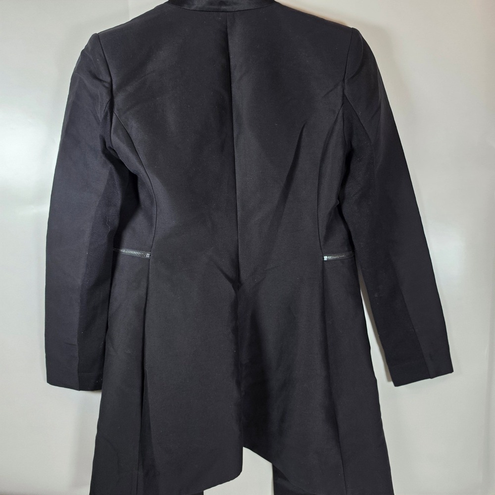 BCBG MAXAZRIA Arelia Black Zip Convertible Blazer Neon Trim Jacket Small Open - Picture 5 of 6
